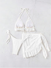 2001-White Crochet Bikini Bralette with Matching Wrap Skirt Set